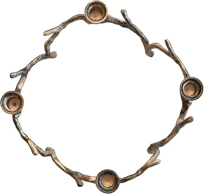 Creative Co-Op Aluminum Wreath Advent Taper Candleholder, Oxidized Antique Gold Finish