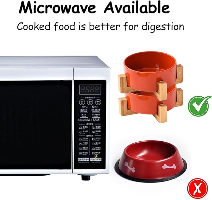 Petygooing Ceramic Dog Bowl Set with Stand,Small Dog Bowls,Cat Dog Food and Water Bowl,Anti -Slip Set of 2 Cat Dog Bowls-Dog Food Bowls- Dog Bowls Small Size Dog 13.5 OZ (5.1In / 1.7 Cups) Rust Red-Mewly Pet