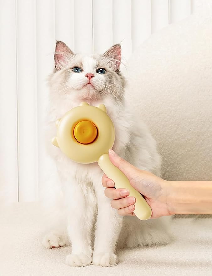 Cat Brush,Dog Brush, Pet Hair Cleaner Brush,Pet Grooming Cat Dog Brush,Pet Comb-Cat Comb for Kitten Massage Removes Loose Fur-Cat Grooming Brush Long Short Hair Cats Dogs Pet Brush (Yellow)-Mewly Pet