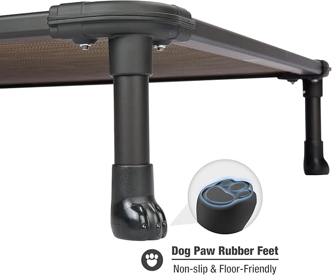 Veehoo Chew Proof Elevated Dog Bed - Cooling Raised Pet Cot - Rustless Aluminum Frame and Durable Textilene Mesh, Unique Designed No-Slip Feet for Indoor or Outdoor Use, Brown, X-Large, CWC2002-Mewly Pet