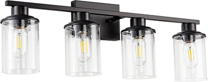 Black Bathroom Vanity Light Fixtures Over Mirror 4-Light Vanity Lighting Fixtures Wall Sconce Lamp