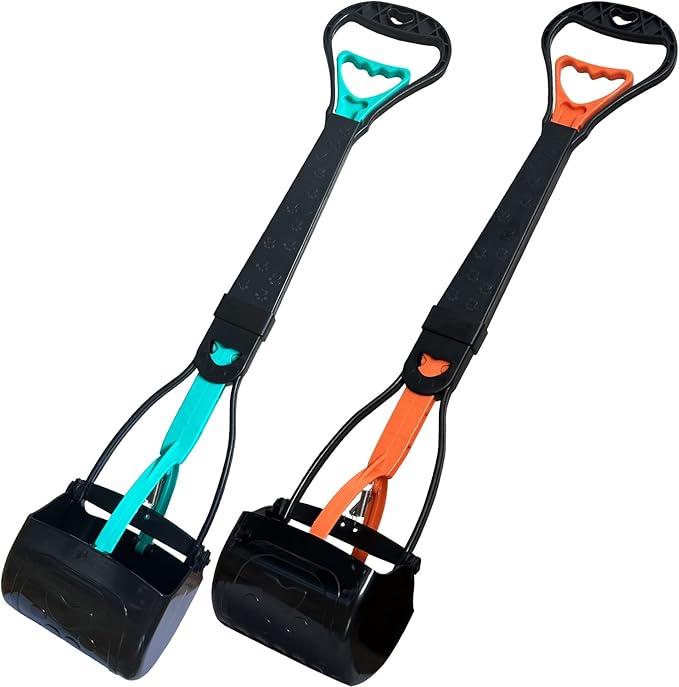 2-Piece Pooper Scooper for Large Medium & Small Dogs Heavy Duty,Long Handled Dog Poop Scooper for Grass,Durable Dog Poop Pick Up Tool-Mewly Pet