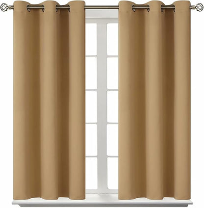 BGment Blackout Curtains - Grommet Thermal Insulated Room Darkening Bedroom and Living Room Curtains, Set of 2 Curtain Panels (38 x 54 Inch, Khaki)