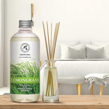 Lemongrass Diffuser Refill 68 Fl Oz (4x17Fl Oz) - Fresh & Long Lasting Fragrance - Refill Bottle with Natural Essential Lemongrass Oil - Best for Aromatherapy - Reed Diffuser Oil Refill for Home