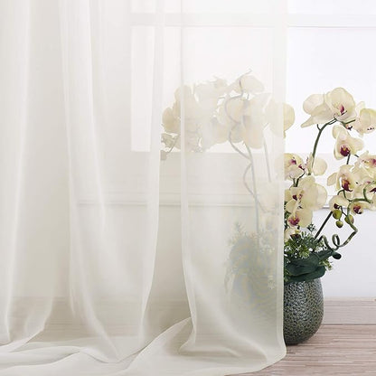 NICETOWN Sheer Bed Canopy Scarf Valances 216 Long - Home Decoration Voile Scarf Valance Topper for Wedding, Party, Venue, Celebration Decoration, DIY (1 Piece, W60 x L216, Off White)