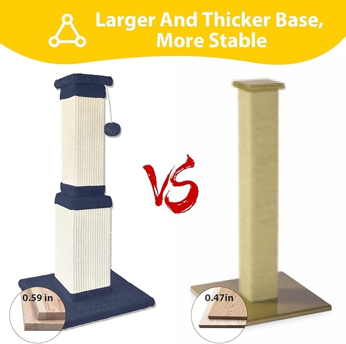 AGYM Cat Scratching Post, 32 Inch Cat Scratch Post for Cats and Kittens, Protect Your Furniture and Exercise Cats, Nature Sisal Modern Cat Scratcher for Indoor Cats, Blue-Mewly Pet