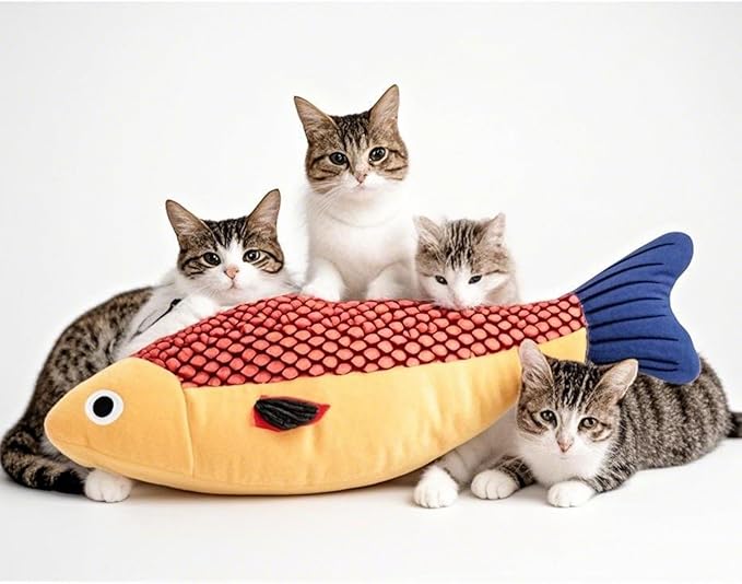 Cat Toys for Bored Indoor Adult Cats - Catnip Toys for Mental Stimulation, Interactive & Durable Kicker Toys for Solo Play, Best for Lazy or Senior Cats (Orange)-Mewly Pet