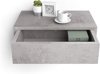 Mobili Fiver, Riccardo Floating nightstand, Concrete Effect, Grey, Made in Italy