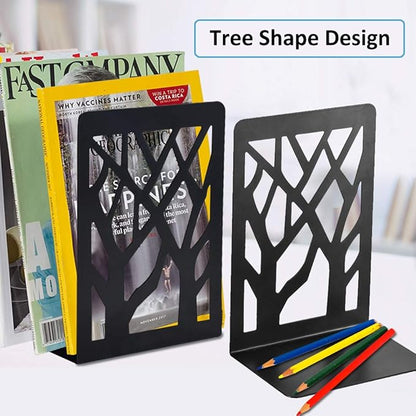 Metal Bookends Black 6 Pair - Heavy Duty Book Stoppers for Shelves - Decorative Book Ends