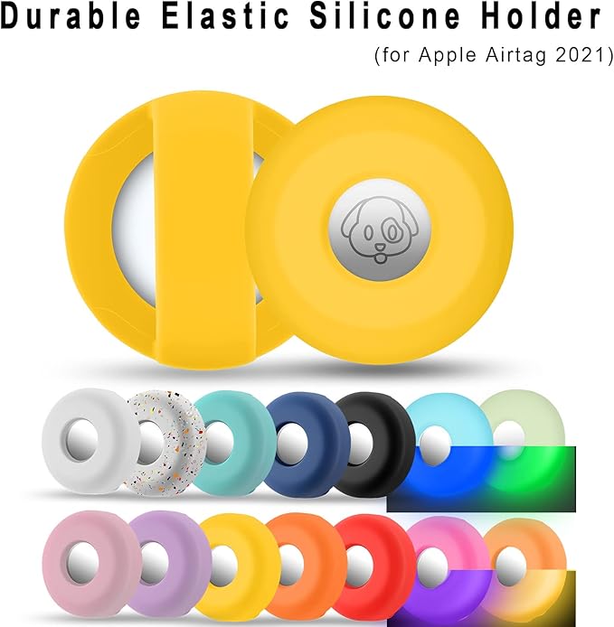 Airtag Holder for Dog Collar, Cibaabo Silicone Air Tag Case Cover Compatible with Apple Airtags for 0.8-1.2inch Cat Pet Collar Harness Loop-Mewly Pet