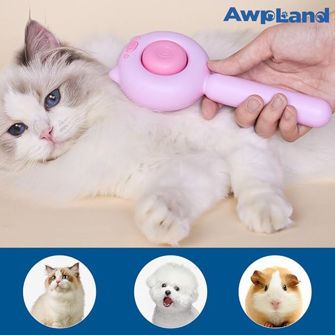 Cat Brush for Short or Long Haired Cats Dogs Rabbits, Cute Dog Brush with Release Button for Massage and Removes Loose Fur-Mewly Pet