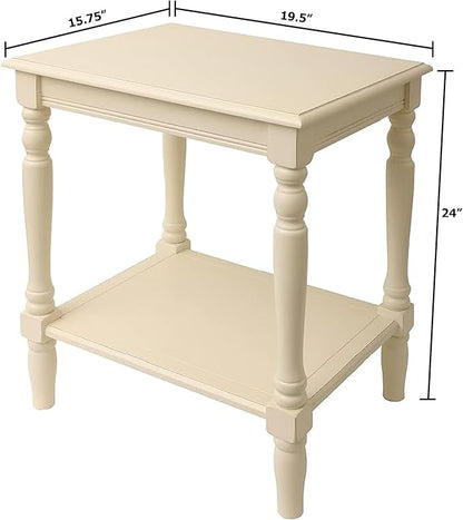 Decor Therapy Simplify Oak Wood Accent Storage Shelf End Table, Traditional Style, Antique White - (24" x 19.5" x 15.75")