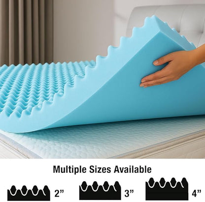 DMI 2-Inch Foam Mattress Topper, Egg Crate Foam Pad for Support, Air Circulation, Pressure Relief & Weight Distribution, Twin Size 33 x 72, Blue
