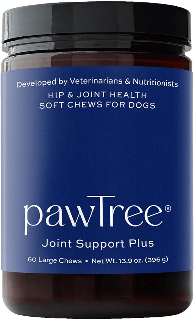 pawTree Joint & Hip Support Supplement for Dogs with Glucosamine, Chondroitin, MSM, Tumeric & Green Lipped Mussels - Vitamins, Supplements & Health Essentials - All-Natural Mobility Soft Chews-Mewly Pet
