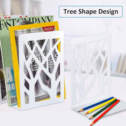 Book Ends, Bookends, Bookends for Shelves, Bookend, Book Ends for Heavy Books, White Metal Book Shelf Holder Home Decorative, Book Stoppers for Shelves, Bookend Supports 2 Pair