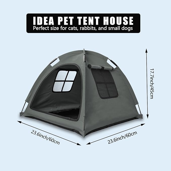 Grey Cat Tent House、Cat's Nest, Portable Indoor/Outdoor Pet Tent House for Cats, Puppies and Other Small Animals-Mewly Pet