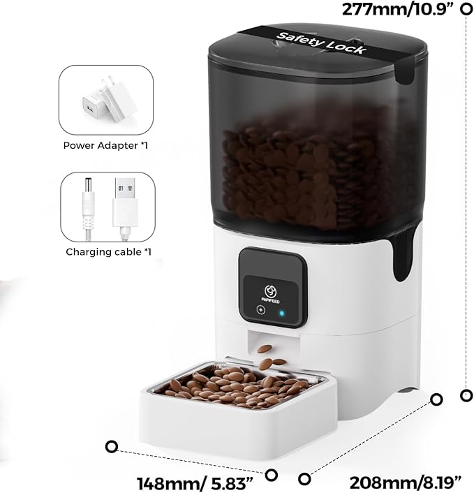 PAPIFEED 5G WiFi Automatic Cat Feeders: Smart Automatic Cat Food Dispenser with Slow Feeding Mode, Detachable for Easy Cleaning, Pet Feeder with Alexa, 1-30 Meals Per Day for Multiple Pets (6L/25 Cup)-Mewly Pet