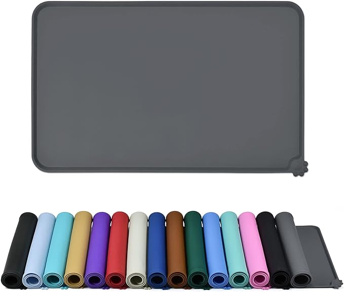 Waterproof Pet Feeding Mat with High Raised Edges, Heavier and Thicker Placemats for Cat Dog Water Bowl with BPA Free, Dogs Cats Food Mats for Messy Drinkers to Prevent Spill and Protect Floors-Mewly Pet