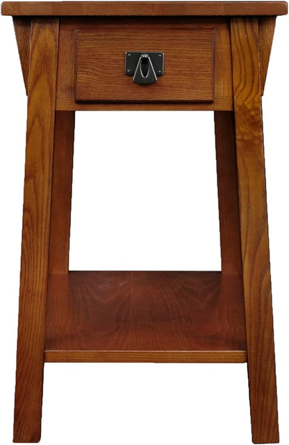 Leick Home Mission End Table, Solid Wood, 1 Storage Drawer, Bottom Display Shelf, Narrow, Easy-Assembly, For Living Room/Bedroom, Russet, 24 in L x 15 in W x 24 in H, 9059-RS