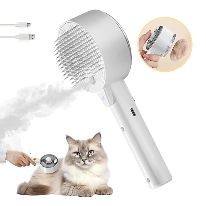 Cloud Care Cat Brush for Indoor Cat Steam Brush for Shedding Spritz Defur Comb for Cats Dogs Steam Brushes for Long Short Hair Cats Dogs Pet Steam Brushes for Massage Grooming Self-Cleaning-Mewly Pet