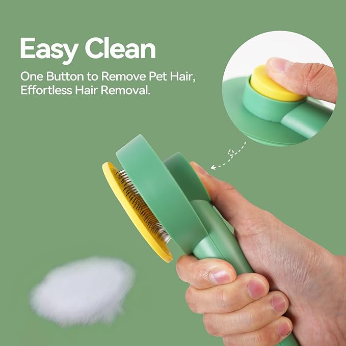 Dog & Cat Brush,Pet Grooming Kit 2PCS- Cat Brush for Shedding| Pet Metal Comb. Self-Cleaning Slicker Brush for Short and Long Hair. Removes Undercoat, Loose Hair, Tangled, Dirt and Massages.-Mewly Pet