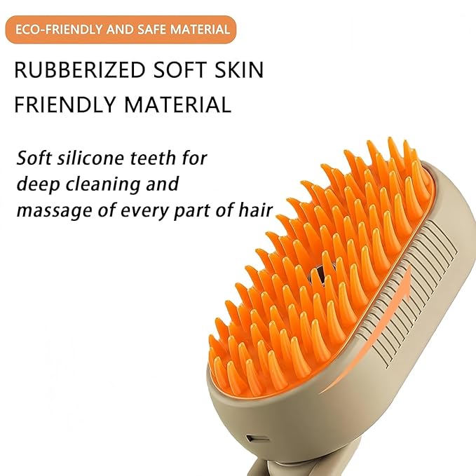 4 in 1 Cat Steam Brush,cat brushes for indoor cats,Rechargeable Steam Cat with Steam,Anti-Static Steam Pet Brushes for Dogs Cats(Khaki)-Mewly Pet