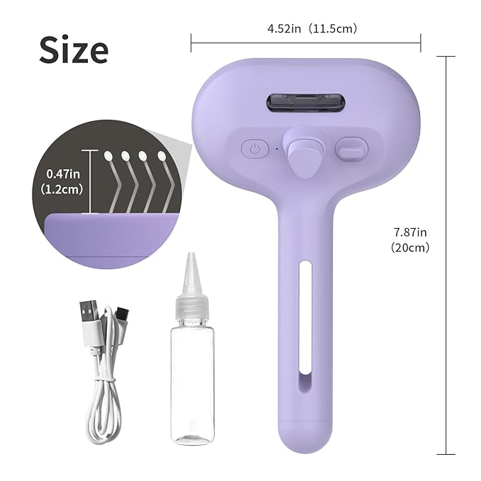 3 in 1 Steam Cat Brush for Shedding - Self-Cleaning Dog Grooming Tool for Long and Short Hair Pets - Removes Static, Flying Hair, and Loose Fur (Purple)-Mewly Pet