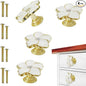 4 pcs Kitchen Handle Petal Knob Hand Zinc Alloy Single Hole Knob Inlaid Rhinestone Hand Handle for Cabinets,Drawers, Wardrobes Furniture Decoration(White)