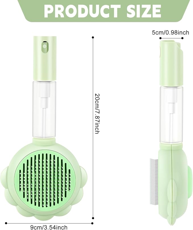 Cat Hair Brush for Shedding, 3-in-1 Pet Spray Hair Removal Comb with Visual Spray & Release Button, Waterproof Dog Grooming Brush for Furry Pet-Mewly Pet