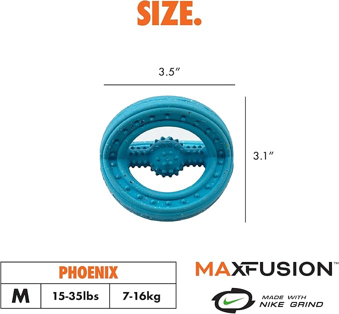 Max Fusion with Nike Grind, Arlee Phoneix Dog Toy, Chew Toy for Play, Fetch, Tug, M-Mewly Pet