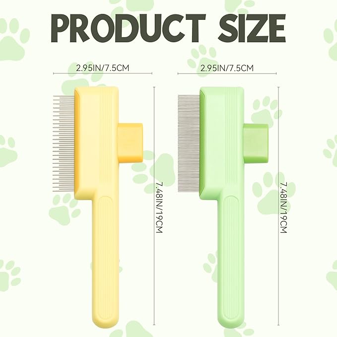 Flea Comb for Cats & Dogs Brush for Shedding Self Cleaning Pet Comb Lice Comb with Long & Short Stainless Steel Teeth Pet Hair Removal Tool 2025-Mewly Pet