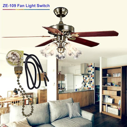 Ceiling Fan Light Switch Zing Ear ZE-109 Two-Wire with Pull Cords,On/Off Control Light Switch for Ceiling Fans, Lamps & Wall Lights – Compatible with Harbor Breeze Replacement Parts, (2-Pack, Bronze)