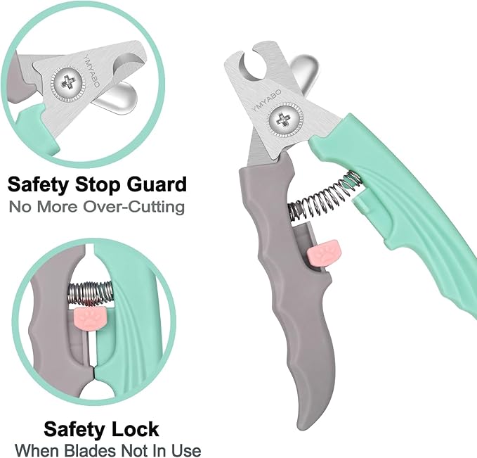 Dog Nail Clipper,Pet Nail Trimmers Safety Guard to Aviod Over Cutting,Puppy Cat Claw Trimmer,with Free Dog Comb & Nail File, Sharp Grooming Clipper, Great for Thick Toenail, Green-Mewly Pet