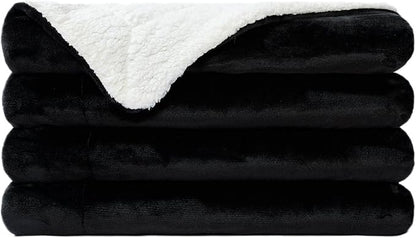 NANPIPER Sherpa Blanket King Fleece Bed Blankets Soft and Warm Fuzzy Microfiber,Black 90"x108"