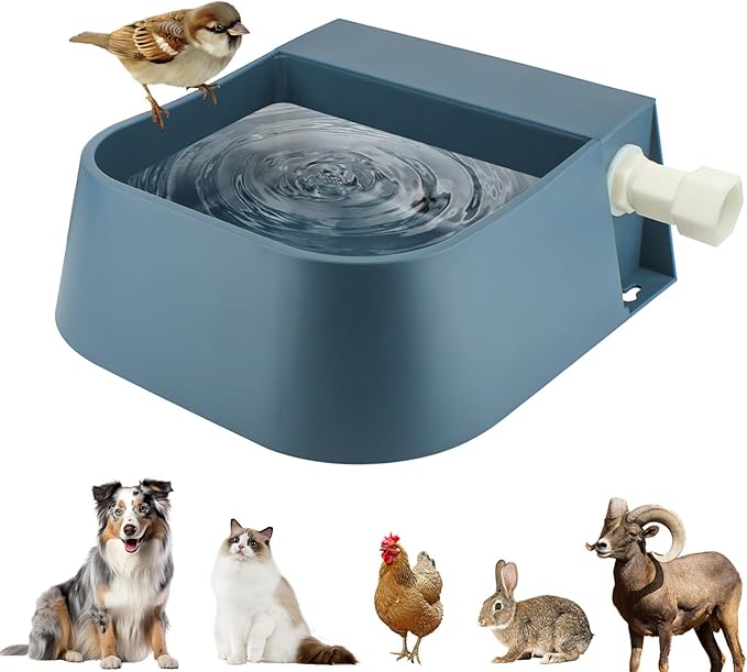 NAMSAN Automatic Dog Water Dispenser with Float Valve, 3/4'' Adapter, Outdoor Automatic Water Dispenser for Cats Chicken Animals, Goat Waterer, Livestock Water Trough-Mewly Pet