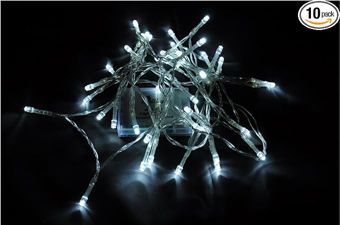 Karlling Battery Operated White 40 LED Fairy Light String Wedding Party Xmas Christmas Decorations(White,10 Pack)