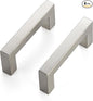 JOY DECOR 4 Pack Cabinet Handles, Brushed Nickel Cabinet Pulls, 3 Inch Kitchen Closet Handles Square Drawer Pulls Stainless Steel Drawer Hardware, 76mm Hole Centers
