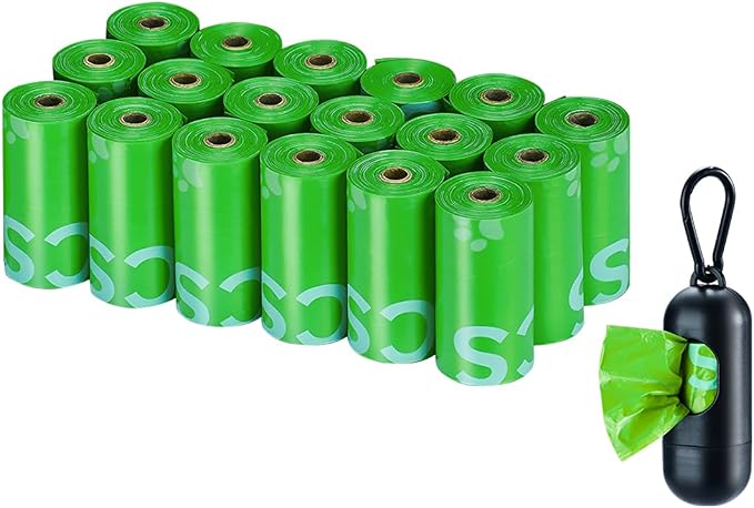 Typlastics Poop Bags for Dog Waste, 270 Count, with Dispenser, Unscented, 18 Pack of 15, Lime Green, 13 Inch x 9 Inch-Mewly Pet