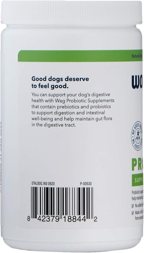 Amazon Brand - Wag Probiotic Supplement Chews for Dogs, Supports Digestive Health and Gut Flora, Natural Duck Flavor, 160 Count, Pack of 1-Mewly Pet