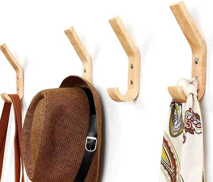 Wooden Coat Hooks Wall Hooks,Natural Oak Wood Hooks Decorative Vintage Wood Wall Hooks Organizer Heavy Duty Wall Mounted Hooks for Hanging Coats, Key, Cap, Cup (6 Pack)