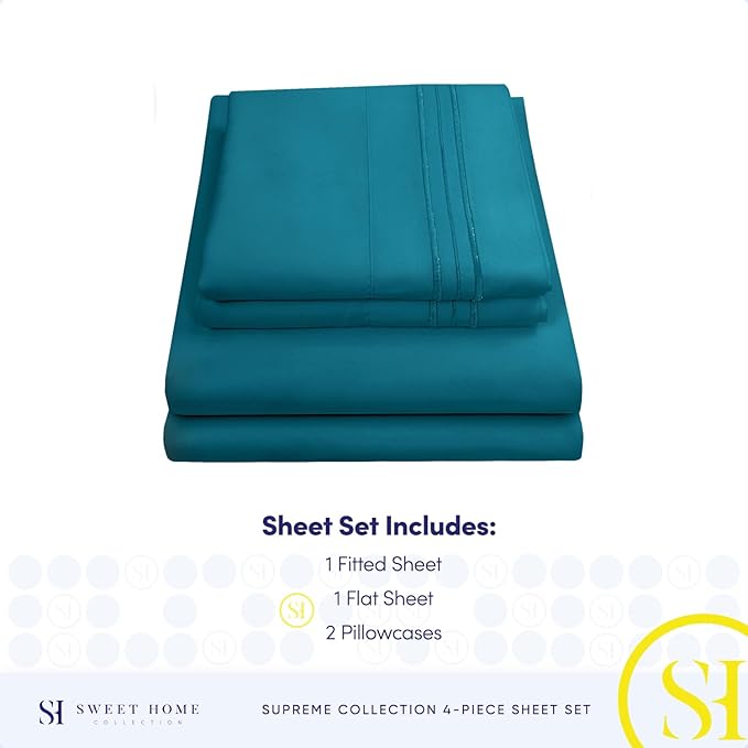 Full Size Sheet Sets - Breathable Luxury Sheets with Full Elastic & Secure Corner Straps Built In - 1800 Supreme Collection Extra Soft Deep Pocket Bedding, Sheet Set, EXTRA DEEP pocket - Full, Teal