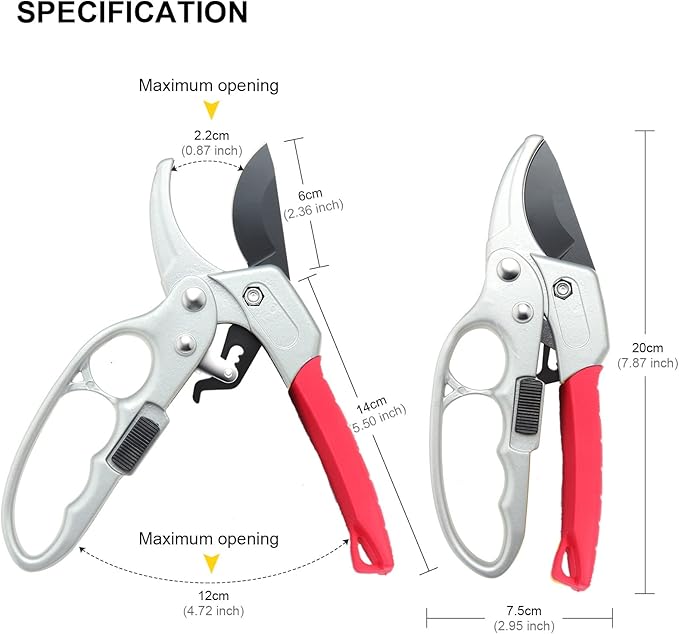 Ultra Sharp Germany Steel Pruning Shears - Cuts 3X Easier, Weak Hand Arthritis Snips, Rust-Resistant, Effortlessly 1-Inch Cut Capacity Garden Scissors, Ergonomic Handle (Red)-Mewly Pet