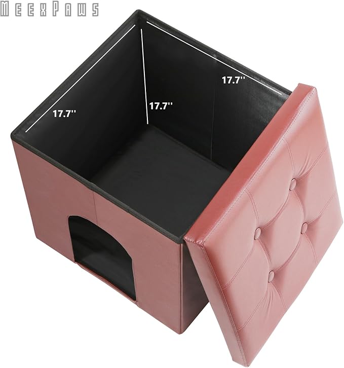 MEEXPAWS Cat Litter Box Enclosure Furniture Hidden, Cat Washroom Bench Storage Cabinet Small 19.7'' x 19.7'' x 19.7''| Dog Proof | Waterproof Inside | Easy Clean | Easy Assembly | Odor Control(Brown)-Mewly Pet