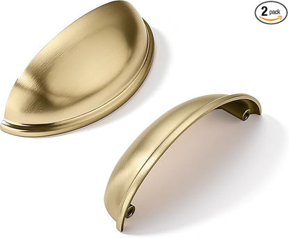 khtumeware 2 Pack 3-1/2" Drawer Pulls Champagne Bronze Cabinet Cup Pulls Kitchen Hardware Cabinet Handles Drawer Handles Knobs 3.5 inch Hole Center