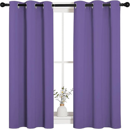 NICETOWN Bedroom Curtain Panels Blackout Draperies, Thermal Insulated Solid Grommet Blackout Curtains/Drapes (Lilac Purple, 1 Pair, 34 by 45-inch)