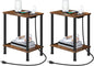 HOOBRO Side Table with Charging Station, Set of 2 End Tables with USB Port and Outlets, Nightstand with 2-Layer Storage Shelves for Small Spaces, Living Room, Bedroom, Rustic Brown BF09UBZP201
