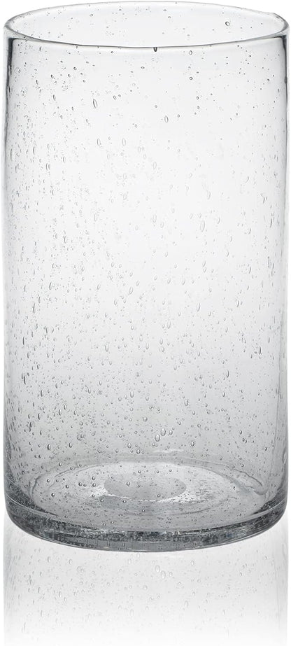 ARIAMOTION Hurricane Candle Holder for Pillar Glass Cylinder Vase Modern Rustic Centerpiece Clear Seeded Home Decor for Kitchen Table Living Room 8" H 1 Pack