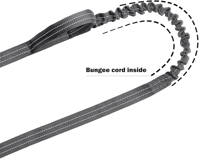 ICEFANG Tactical Dog Leash,K9 Training Walking Bungee Lead with 2 Control Handle,Heavy Duty Quick Release Metal Clasp,for Medium Large Breed (Reflective Grey, 6 FT)-Mewly Pet