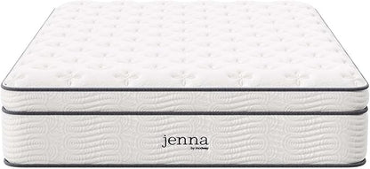 Modway Jenna 14” Innerspring and Memory Foam Queen Mattress With Individually Encased Coils, White