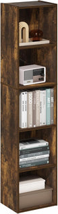Furinno PASIR Book Shelf, 5-Tier Modern Bookshelf, Open Shelves Bookcase 9" x 12" x 52", for Living Room, Bedroom, Home Office, Amber Pine